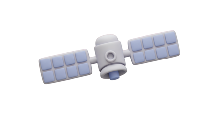 3D Render of a Cartoon Satellite with Solar Panels.