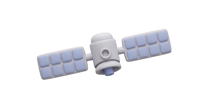 3D Render of a Cartoon Satellite with Solar Panels.