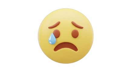 3D Rendered Sad Emoji with Tears.