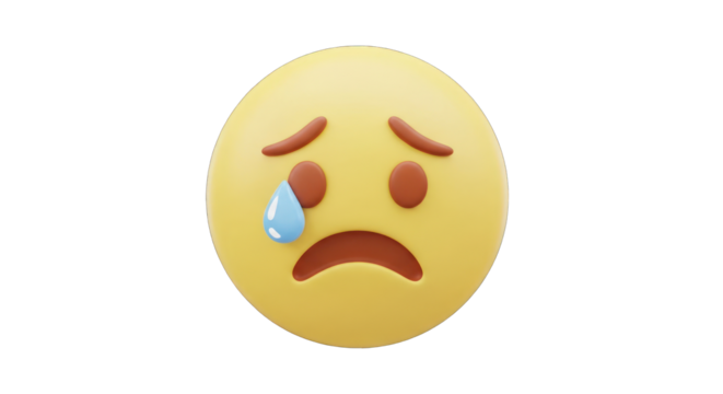 3D Rendered Sad Emoji with Tears.