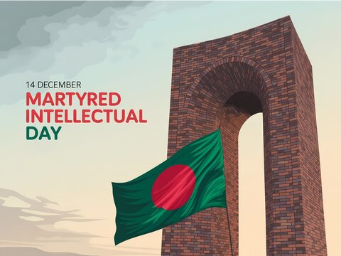 Remembering martyred intellectual day in bangladesh with national flag flying high