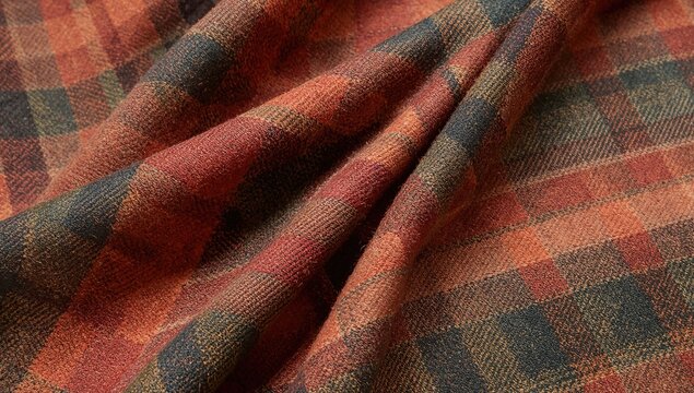 Closeup of plaid flannel textile patterns, suitable for background design, seasonal change
