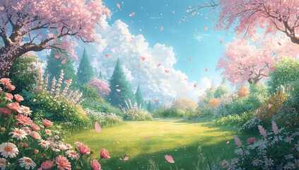 A captivating moment in a lush garden, seasonal change