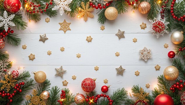 Holiday decoration on a white background, seasonal celebration theme