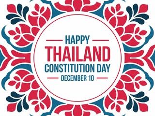 Happy thailand constitution day december 10 festive floral emblem celebration