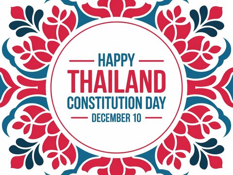 Happy thailand constitution day december 10 festive floral emblem celebration