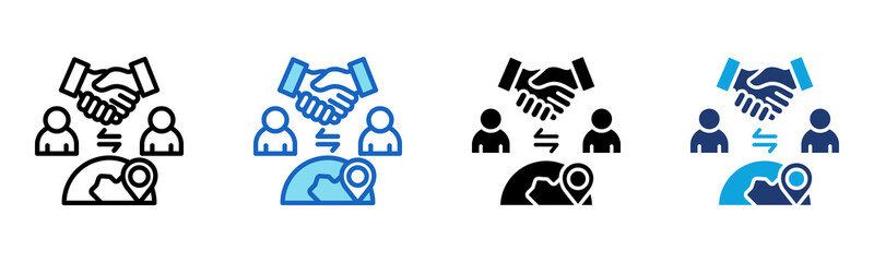 Global Partnership Icon Multi Style Vector Illustration