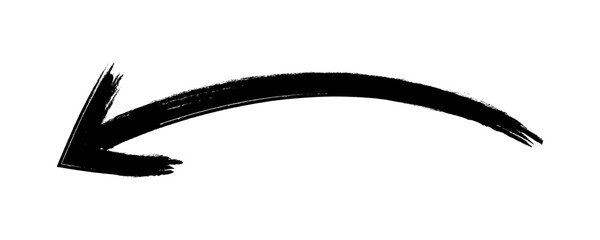 Black Arrow marker isolated vector or png. Arrow curved design element in hand drawn grunge style.