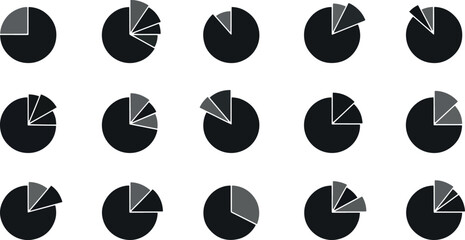Collection of Various Pie Chart Icons Representing Data Visualization and Analytics