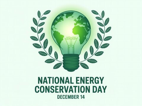 National energy conservation day a lightbulb illuminating the earth with green leaves symbolizing sustainability - Powered by Adobe