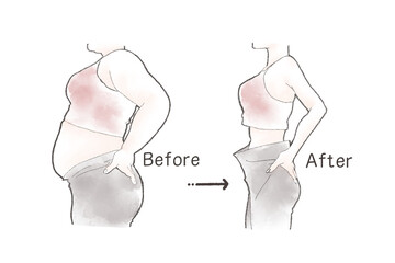 ダイエットのビフォーアフター顔のない使いやすいイラスト