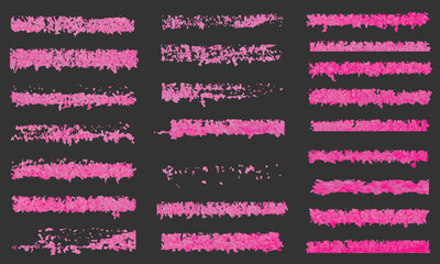 Pink Chalk and Crayon Textured Brush Strokes Set | Grunge Artistic Pink Texture Collection