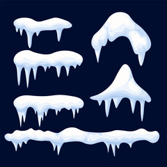 Vector image of snow caps, snow ice, and frozen icicles. Snow element for your winter Christmas and New Year designs.