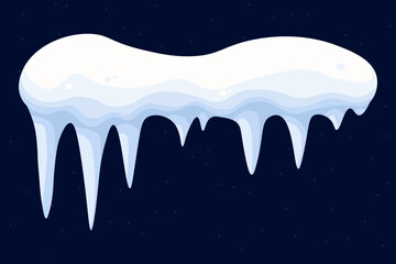Vector image of snow caps, snow ice, and frozen icicles. Snow element for your winter Christmas and New Year designs.