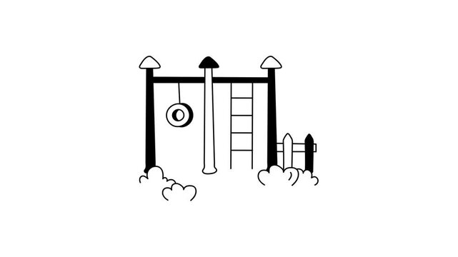 animated icon of a play area with swings and climbing structures