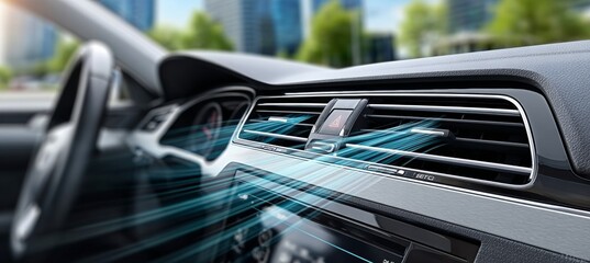 Car Ventilation System Shows Coolness with AC Thermal Effect for Luxurious Travel Experience