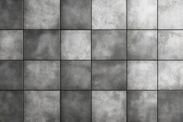 Grid of textured concrete tiles in varying shades of gray arranged in a clean, orderly pattern, showcasing a minimalistic and industrial aesthetic