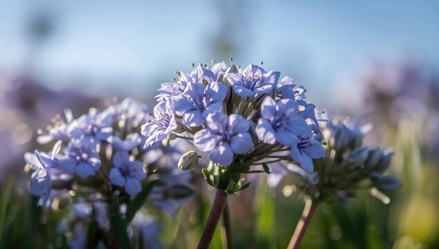 Detailed view of Bluestar Blue Ice blossoms in a garden setting