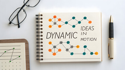 Flat lay of a dynamic idea diagram with motion concept