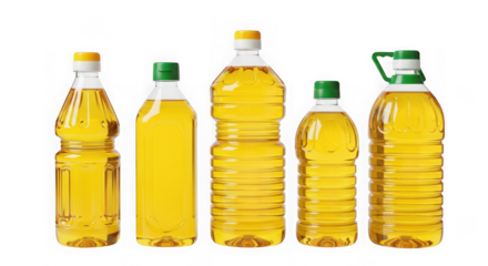 Various cooking oil bottles isolated, healthy ingredient for cuisine