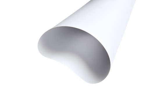 A close up of a white paper tube or cylinder shape isolated on transparent background - Powered by Adobe