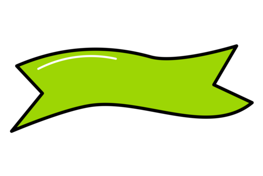 Hand drawn green ribbon banner with black outline
