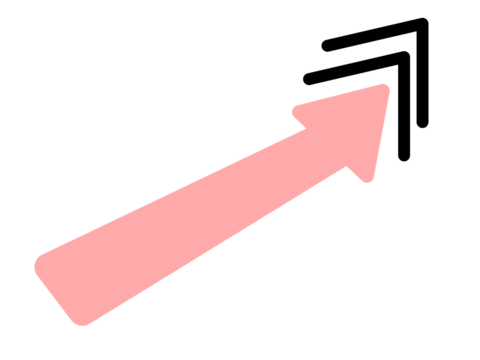 Hand drawn pink arrow pointing upward right with black sketch lines for creative notes, highlights, posters and infographic design - Powered by Adobe