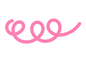 Pink swirl curly line doodle for highlight design, scrapbook decoration, poster accent, and cute graphic element