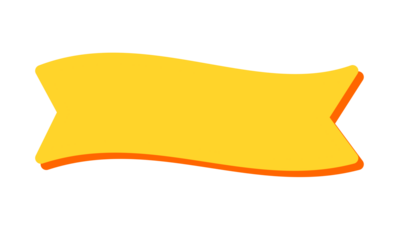Yellow ribbon banner with orange shadow