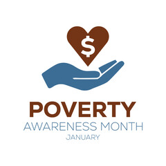 Vector illustration on the theme of Poverty Awareness Month observed each year during January. banner, Holiday, poster, card and background design.