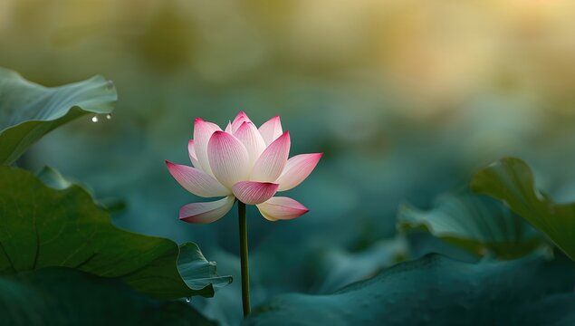 Lotus flower in an Asian setting, symbol of tranquility and serenity