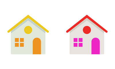 Colorful Red, Orange, Yellow, Pink Flat House Icons PNG for Real Estate, Branding, Web Design Projects