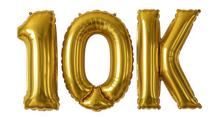 Golden foil 10k balloon representing ten thousand achievement