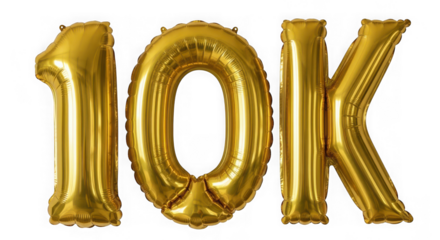 Golden foil 10k balloon representing ten thousand achievement