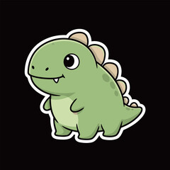 Cute Baby Green Dinosaur Cartoon Character Sticker: Adorable Prehistoric Reptile Mascot for Kids, History, and Fantasy