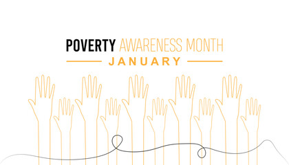 Vector illustration on the theme of Poverty Awareness Month observed each year during January. banner, Holiday, poster, card and background design.