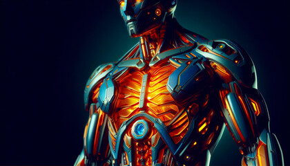 Humanoid Robot with Glowing Core 