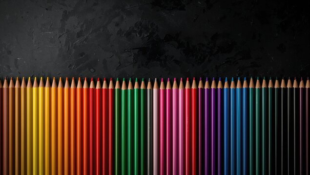 Colored Pencils arranged artfully with striking illumination, ideal for creative projects