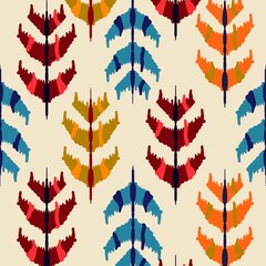 Indian ethnic fabric pattern features a delicate floral design in light blue and yellow tones, inspired by ancient Indian ethnic paintings. Set against a dark background, the contrast enhances its et