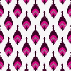 Indian ethnic fabric pattern features a delicate floral design in pink and red tones, inspired by ancient Indian ethnic paintings. Set against a dark background, the contrast enhances its ethnic cla