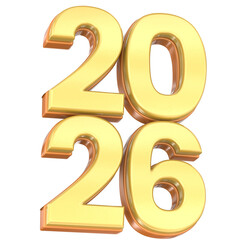 Luxurious golden 3D number 2026 isolated on black background, symbolizing New Year and future success.