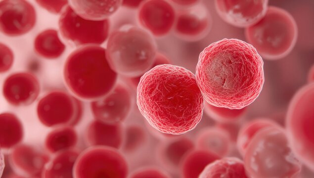 Microscopic view of human blood cells, highlighting the abundance of red cells and the presence of segmented neutrophils, cellular health analysis