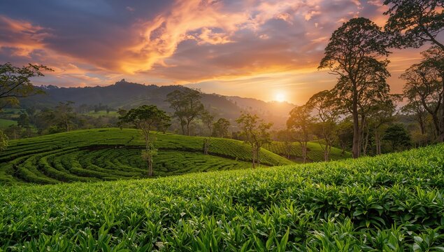 Beautiful tea leaf design from highland plantations