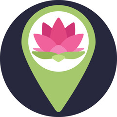 Map marker pinpointing a yoga event or class location.
