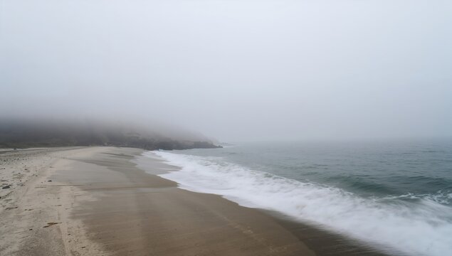 Foggy shoreline along the Baltic Sea, highlighting erosion risk