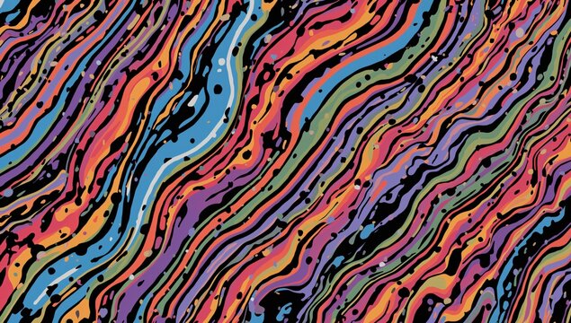 Vintage groovy repeating design. Funky wavy colorful backdrop for stylish prints. Hypnotic psychedelic twisting summer background. - Powered by Adobe