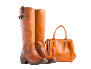Elegant knee-high female boots paired with handbag