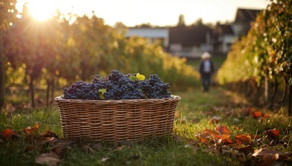 Grape harvesting basket, designed for efficient collection, World Harvest Day