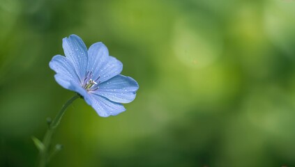 Abstract blue blossom against a soft green backdrop, showcasing texture and natural beauty in a summer setting