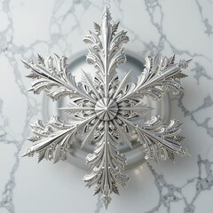 Elegant Silver Snowflake Ornament with Intricate Metal Design, Winter Holiday Decoration